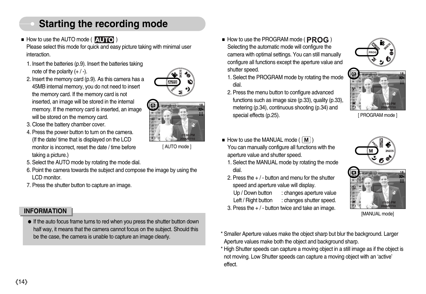 Starting the recording mode | Samsung Digimax S1000 User Manual | Page 15 / 82