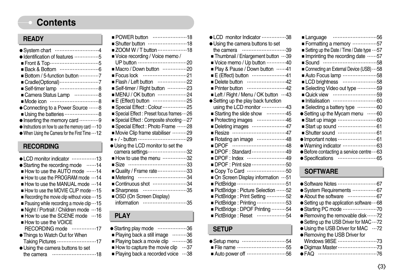 Samsung Digimax S1000 User Manual | Page 4 / 82