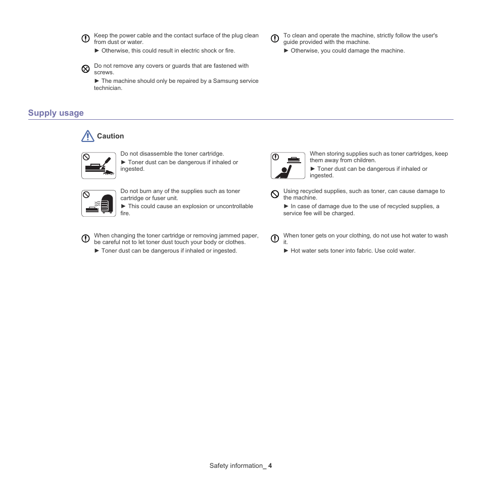 Supply usage | Samsung CLX-318X User Manual | Page 10 / 151