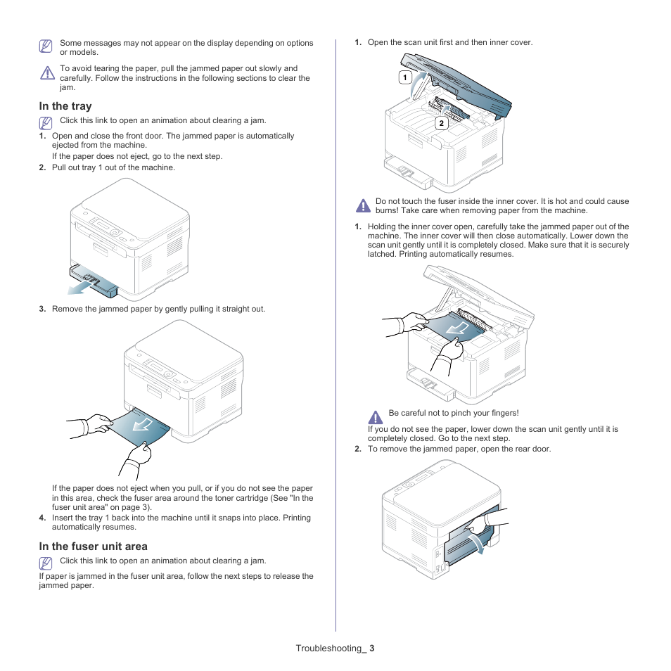 In the tray, In the fuser unit area, See "in the tray" on | Ee "in the fuser unit | Samsung CLX-318X User Manual | Page 118 / 151