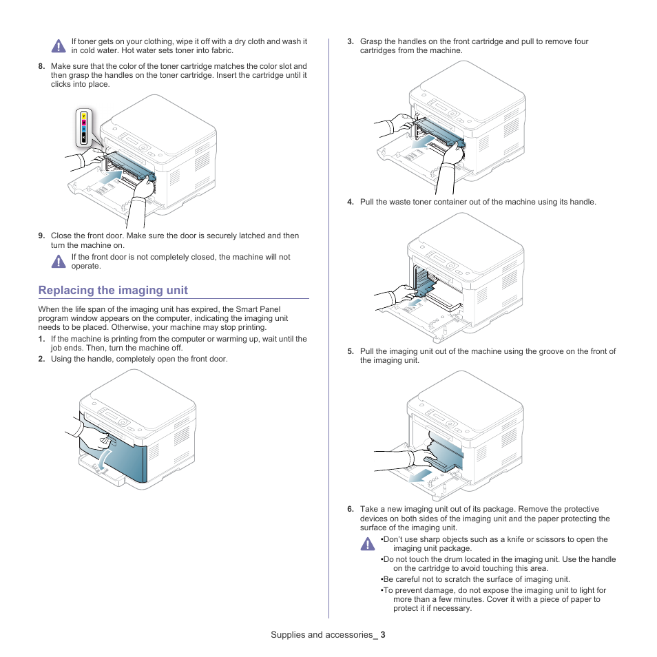 Replacing the imaging unit, 3 replacing the imaging unit, Replacing the imaging | Samsung CLX-318X User Manual | Page 135 / 151