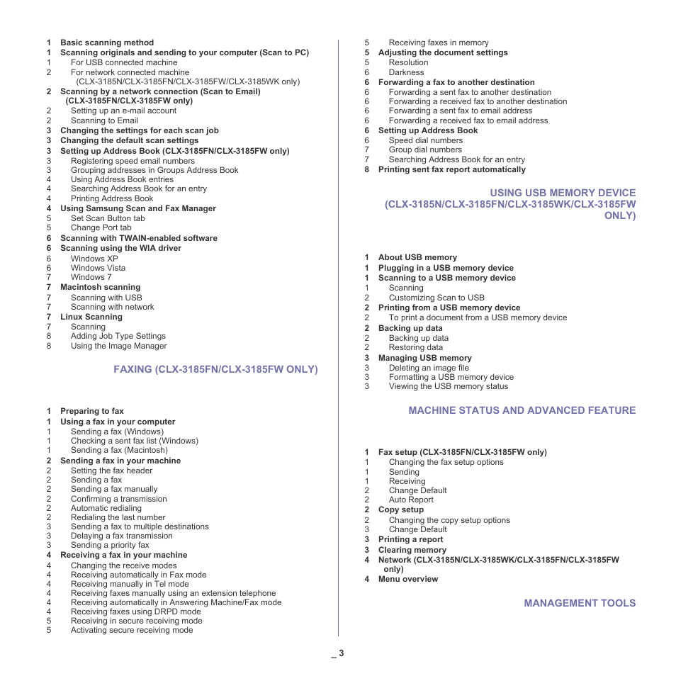 Samsung CLX-318X User Manual | Page 4 / 151