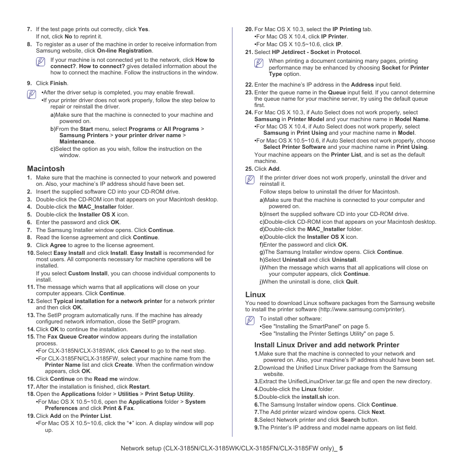 Macintosh, Linux | Samsung CLX-318X User Manual | Page 45 / 151