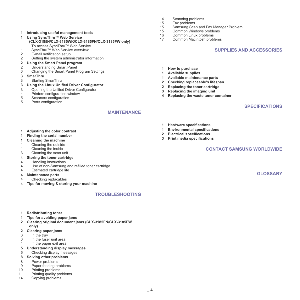 Samsung CLX-318X User Manual | Page 5 / 151