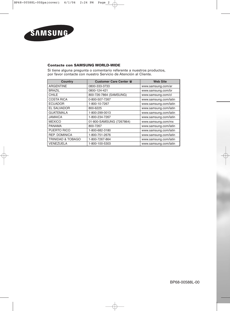 Samsung HL-S5088W User Manual | Page 164 / 164