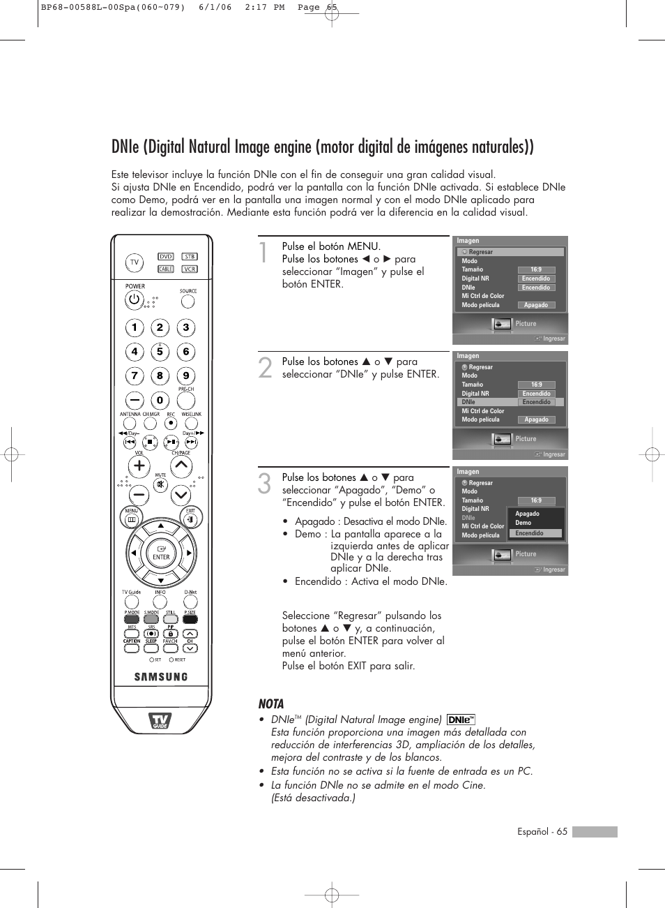 Nota | Samsung HL-S5088W User Manual | Page 65 / 164