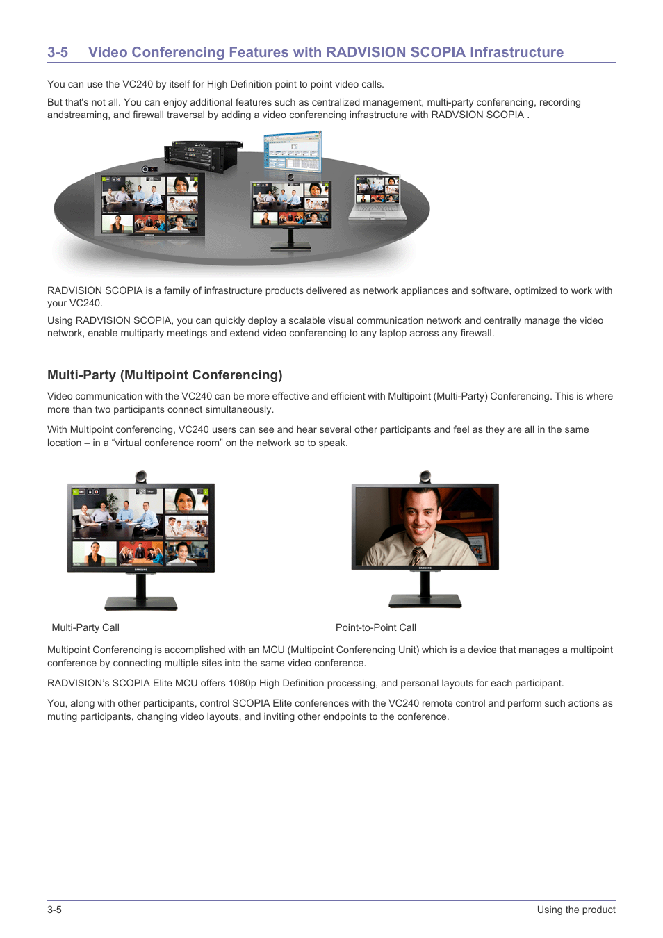 Multi-party (multipoint conferencing) | Samsung VC240 User Manual | Page 26 / 62