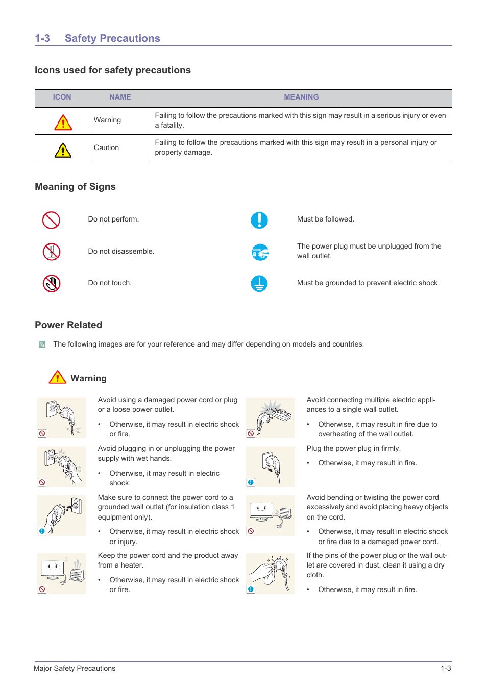 3 safety precautions, Safety precautions -3 | Samsung VC240 User Manual | Page 5 / 62