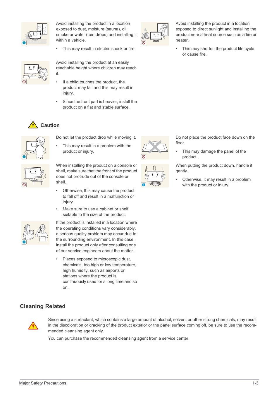 Cleaning related, Caution | Samsung VC240 User Manual | Page 7 / 62