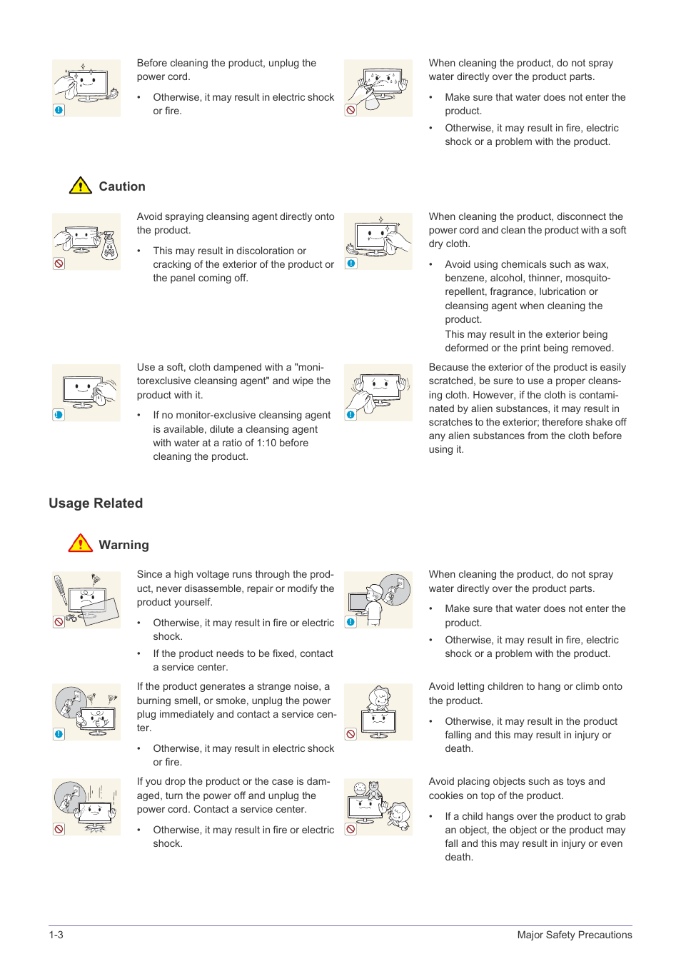 Usage related | Samsung VC240 User Manual | Page 8 / 62