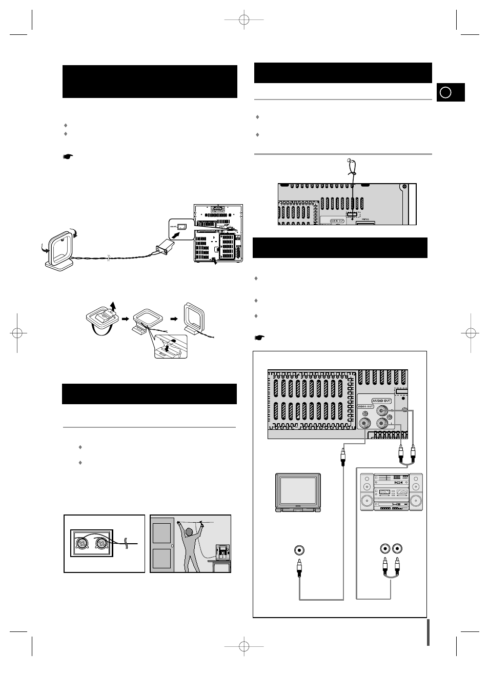 Connecting the am (mw)/lw aerial, Connecting the fm aerial, Connecting the sw aerial (option) | Connecting to the equipment | Samsung MAX-VL45 User Manual | Page 9 / 28