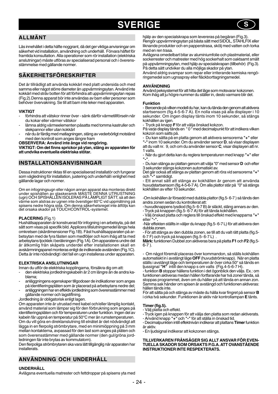 Sverige | Ardo PE58AVE2 User Manual | Page 24 / 28