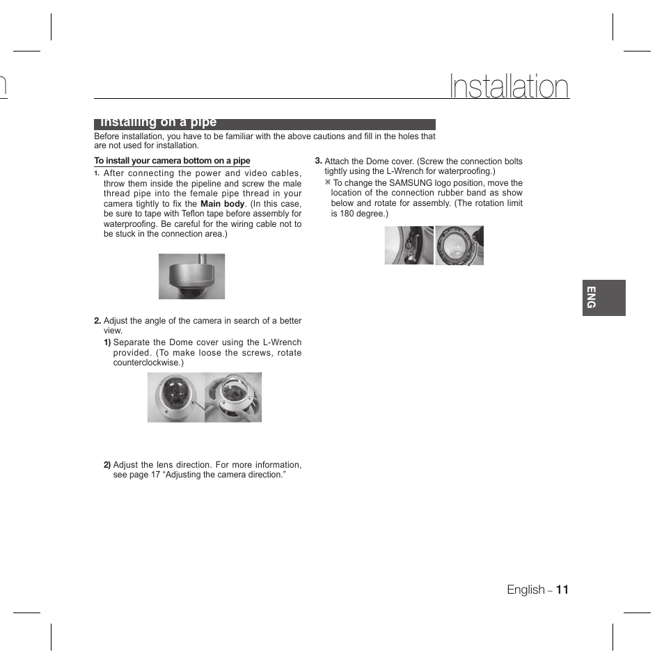 Installation n | Samsung SCC-5399P User Manual | Page 11 / 34