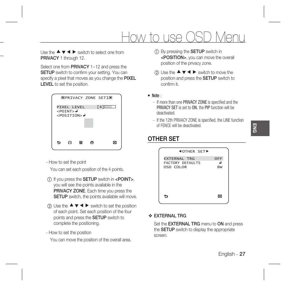 How to use osd menu, Other set, Cdef | Samsung SCC-5399P User Manual | Page 27 / 34