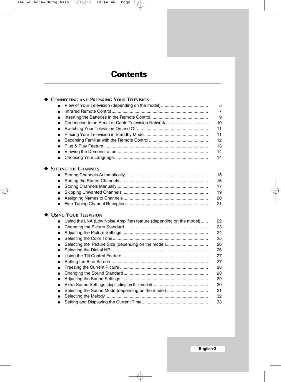 Samsung WS32A11 User Manual | Page 3 / 52