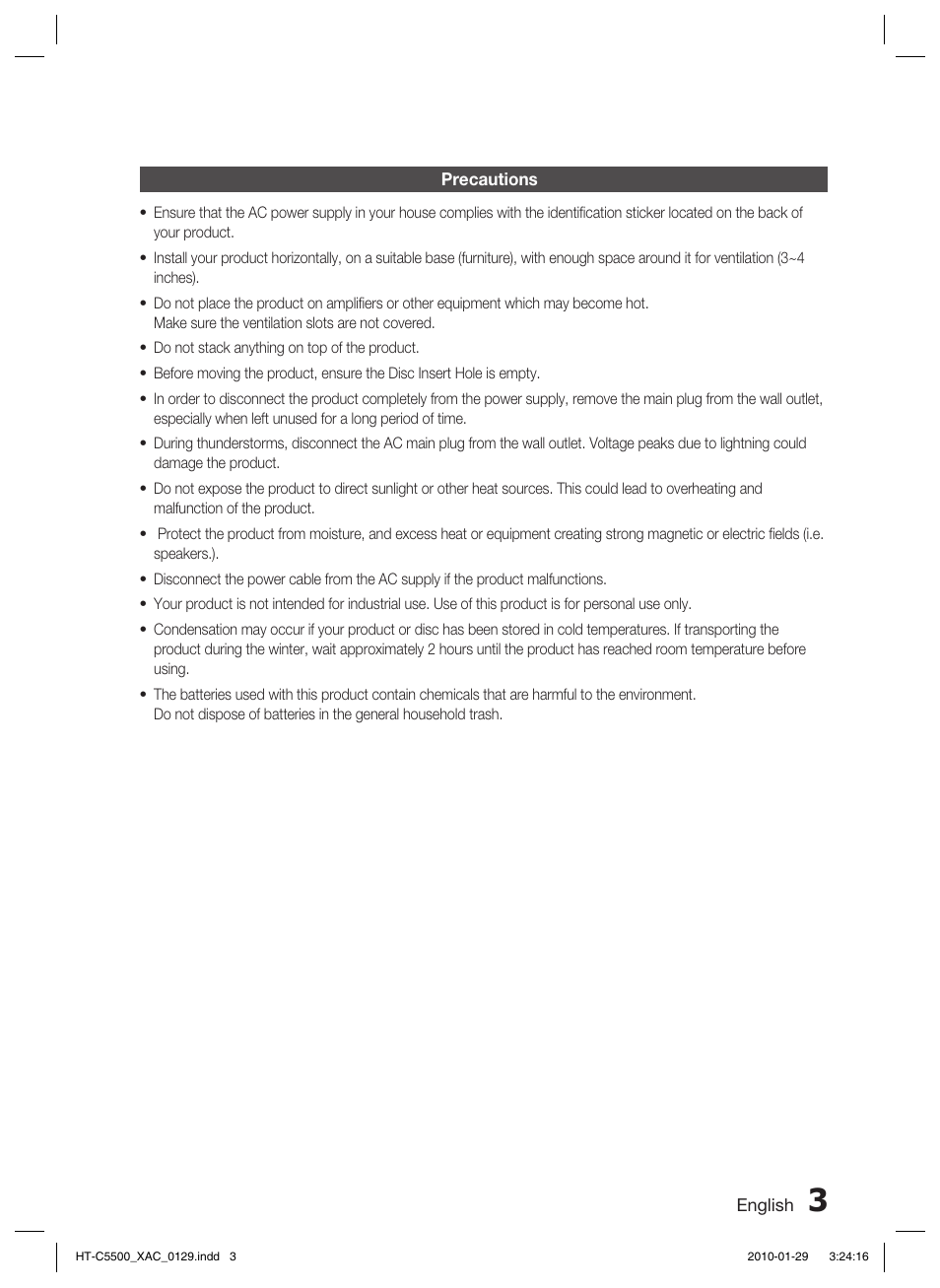 Precautions | Samsung AH68-02258S User Manual | Page 3 / 68