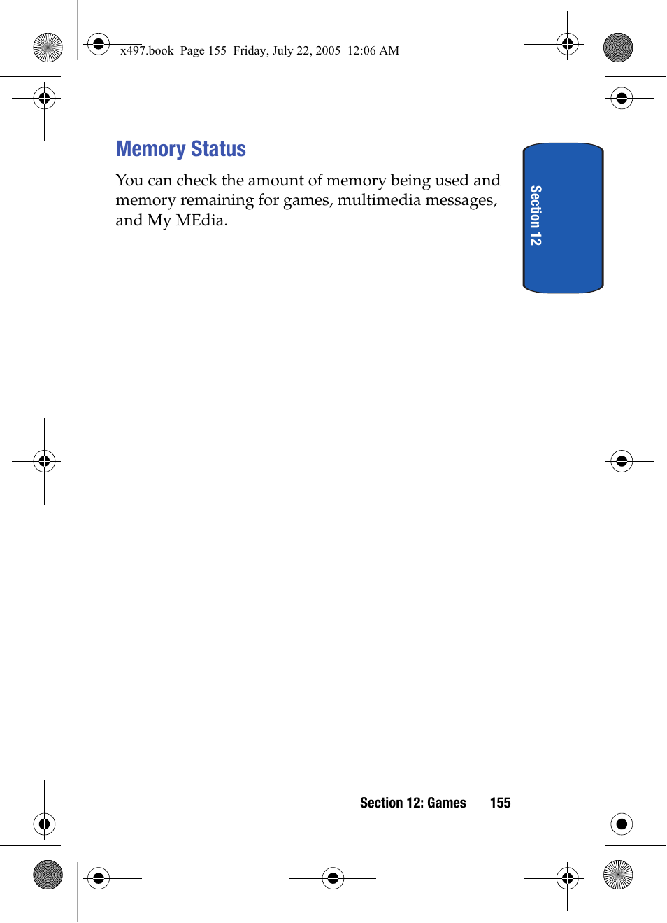 Memory status | Samsung SGH-x497 User Manual | Page 155 / 196