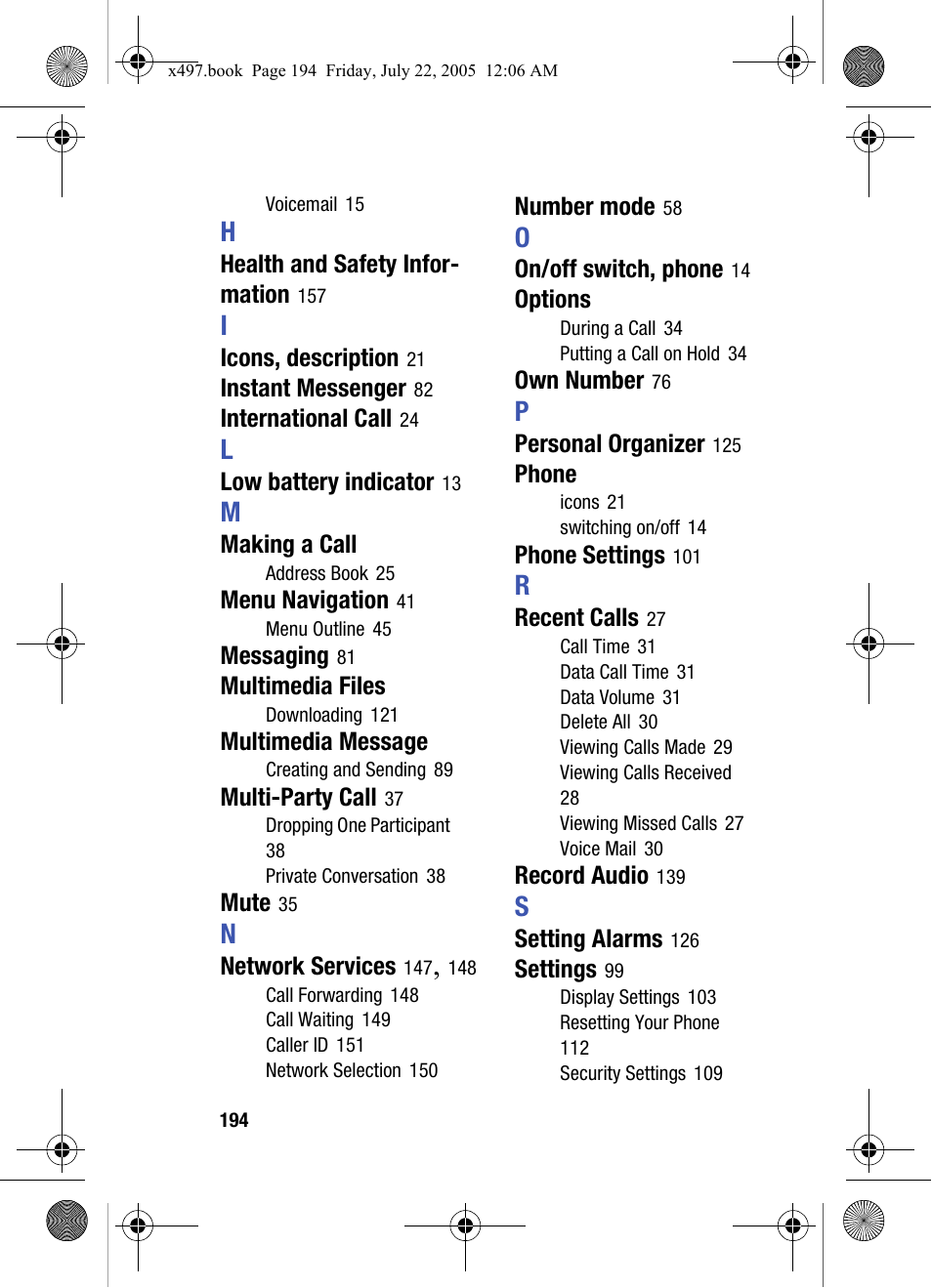 Samsung SGH-x497 User Manual | Page 194 / 196