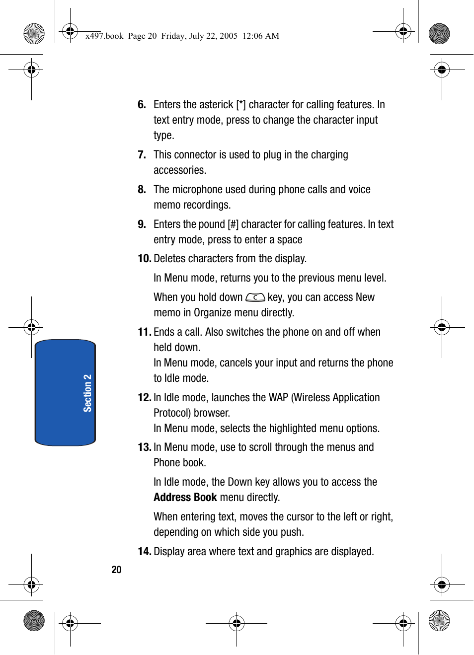 Samsung SGH-x497 User Manual | Page 20 / 196