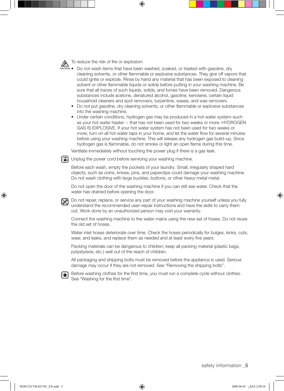 Samsung WD8122CVD User Manual | Page 5 / 144