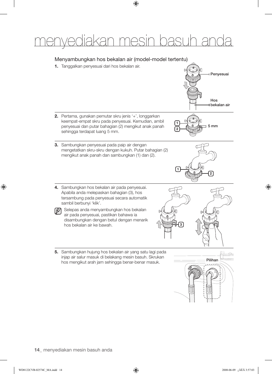 Menyediakan mesin basuh anda | Samsung WD8122CVD User Manual | Page 50 / 144