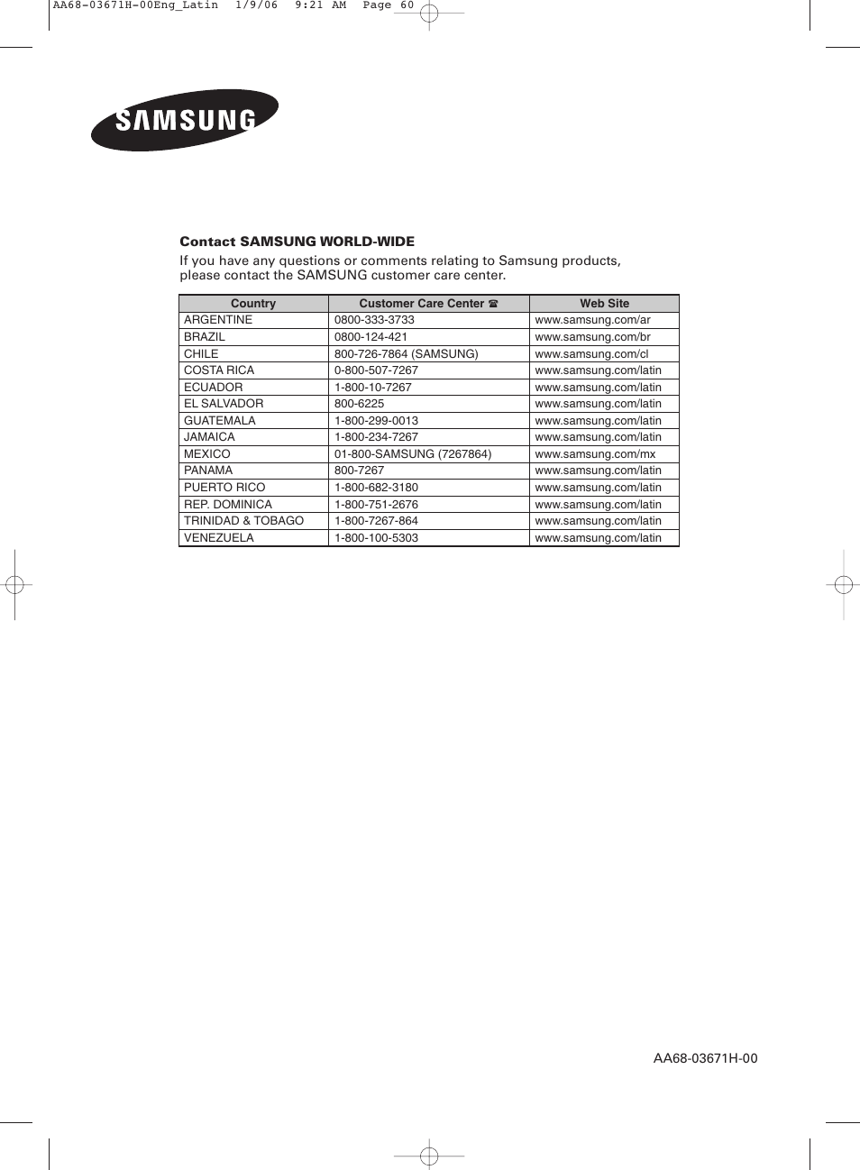 Samsung CL21M2 User Manual | Page 60 / 60