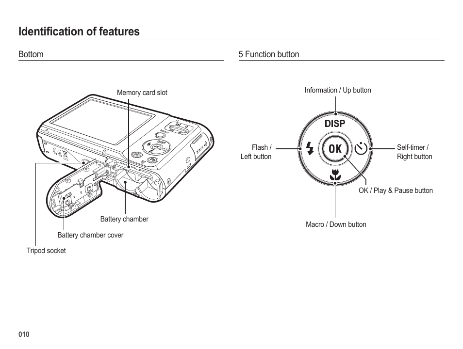 Identification of features | Samsung ES25 User Manual | Page 11 / 96