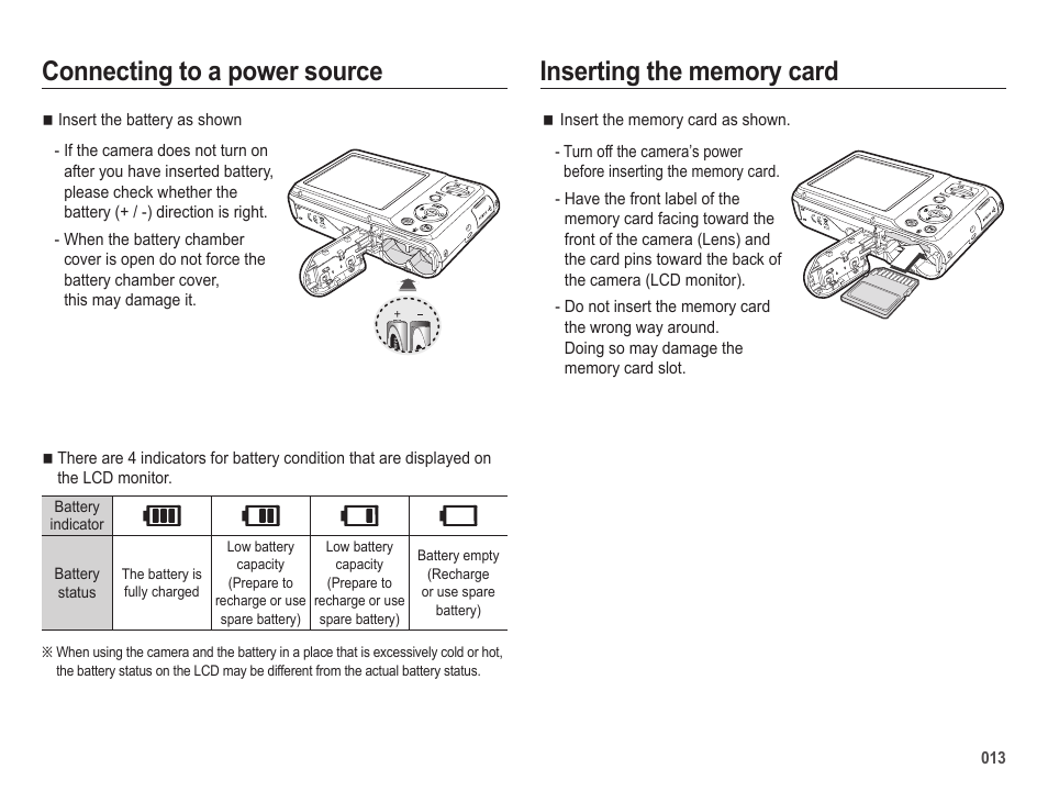 Connecting to a power source | Samsung ES25 User Manual | Page 14 / 96