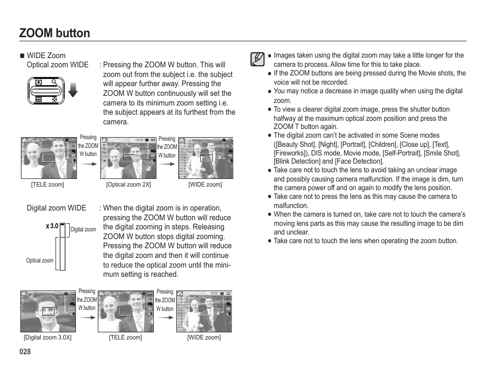 Zoom button | Samsung ES25 User Manual | Page 29 / 96