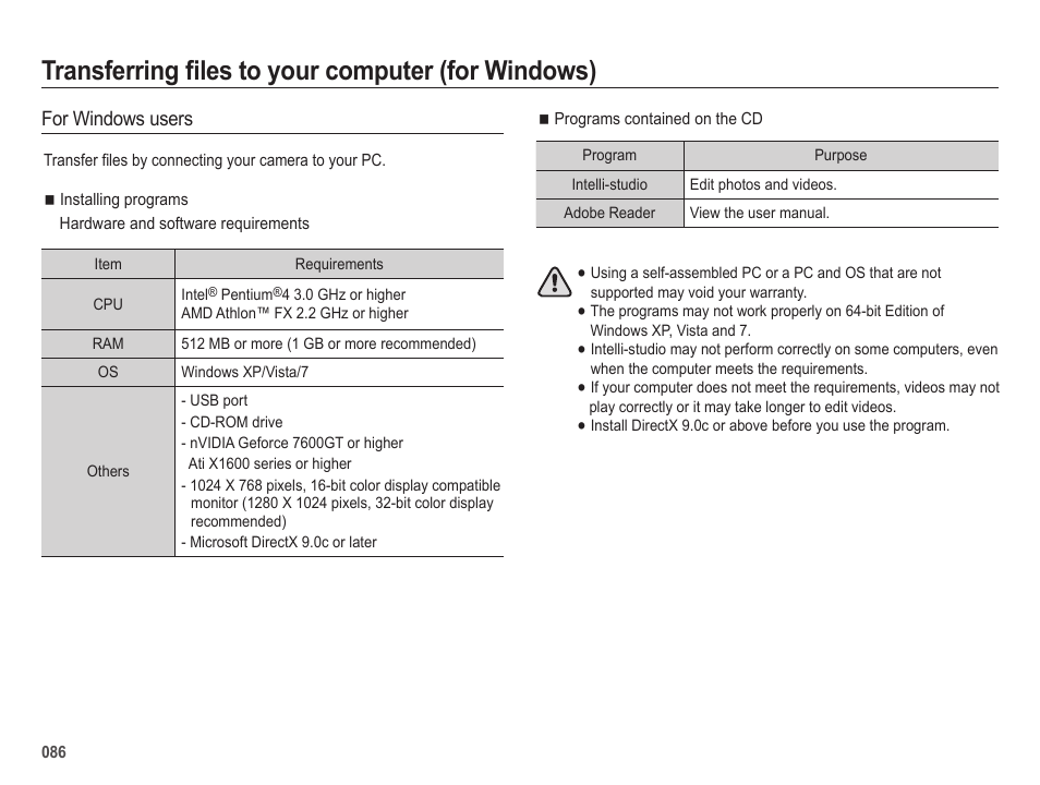 Transferring files to your computer (for windows), For windows users | Samsung ES25 User Manual | Page 87 / 96