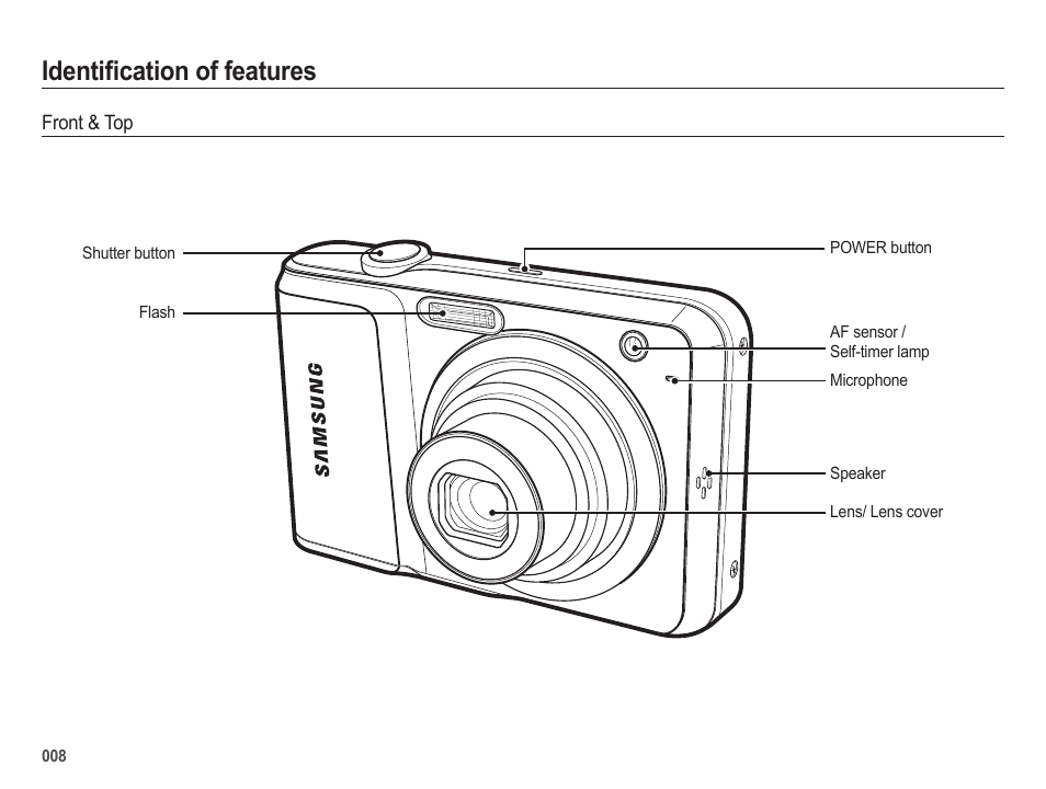 Identification of features | Samsung ES25 User Manual | Page 9 / 96