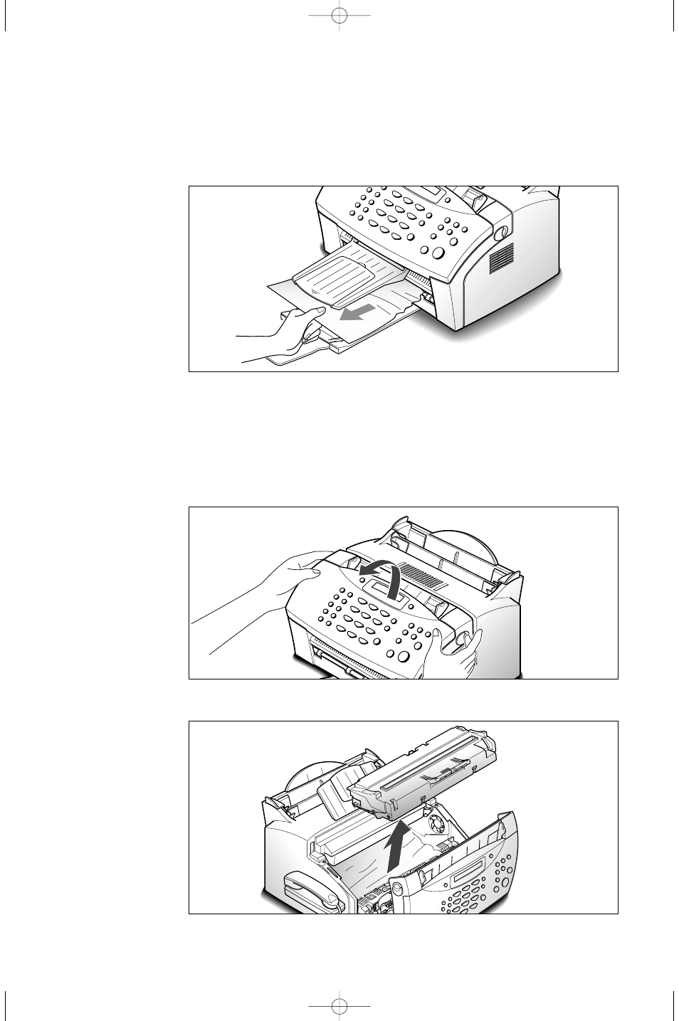 If jammed in the printer output area, If jammed inside the machine | Samsung SF-5100 User Manual | Page 76 / 101