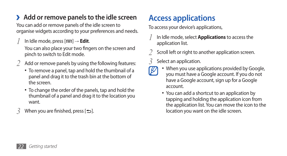 Access applications | Samsung YP-G70 User Manual | Page 22 / 116