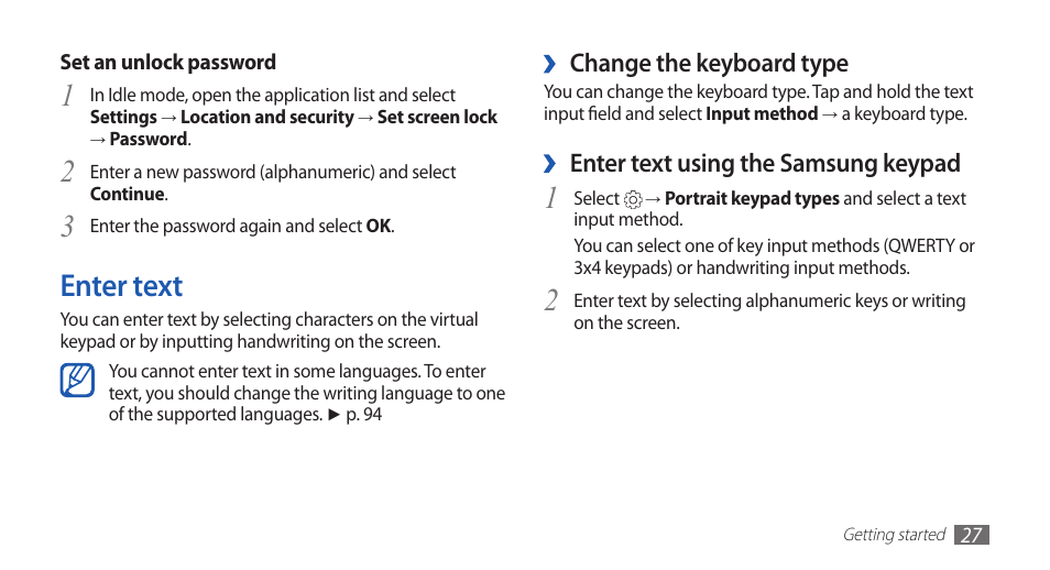 Enter text | Samsung YP-G70 User Manual | Page 27 / 116