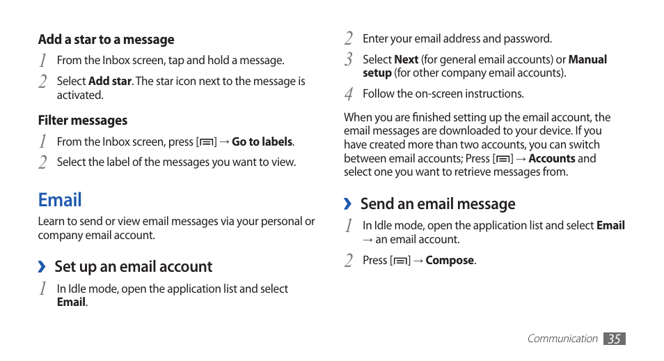 Email, 2email | Samsung YP-G70 User Manual | Page 35 / 116