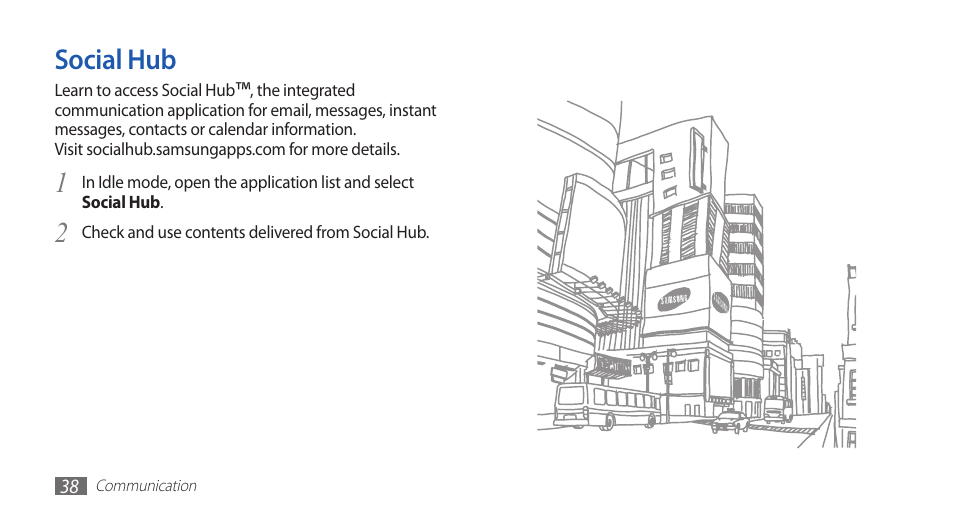 Social hub | Samsung YP-G70 User Manual | Page 38 / 116