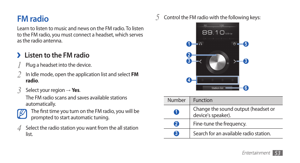 Fm radio, Listen to the fm radio | Samsung YP-G70 User Manual | Page 53 / 116