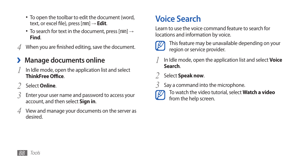 Voice search | Samsung YP-G70 User Manual | Page 88 / 116