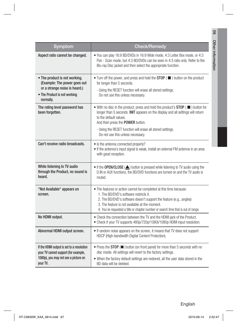 Samsung HT-C6930W User Manual | Page 67 / 74