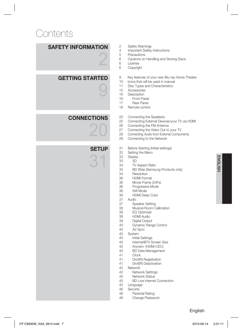 Samsung HT-C6930W User Manual | Page 7 / 74