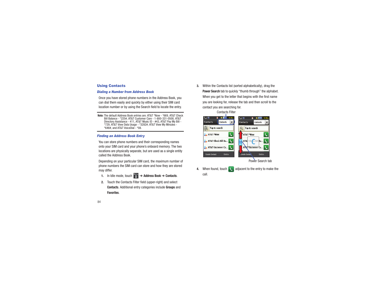 Using contacts | Samsung Flight II SGH-A927 User Manual | Page 88 / 197