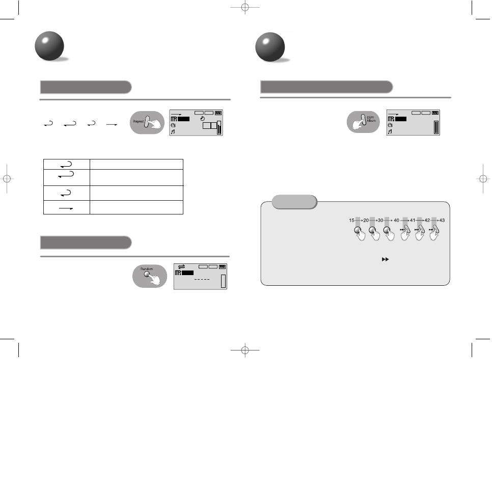 Repeat/random function, Esp/album function, Repeat function | Random function, Function, 10 button, Electronic skip protection) | Samsung MCD-HM200 User Manual | Page 12 / 18