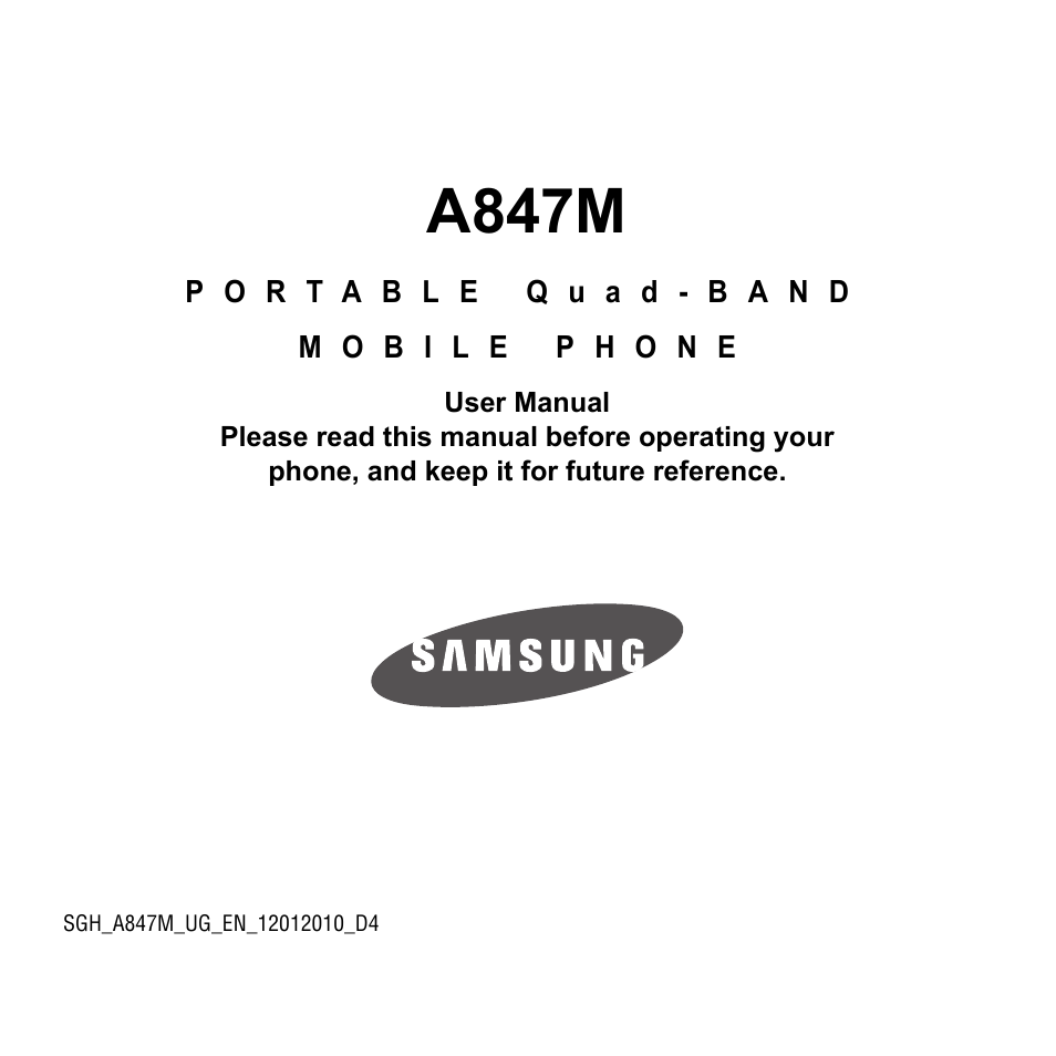 Samsung A847M User Manual | 140 pages