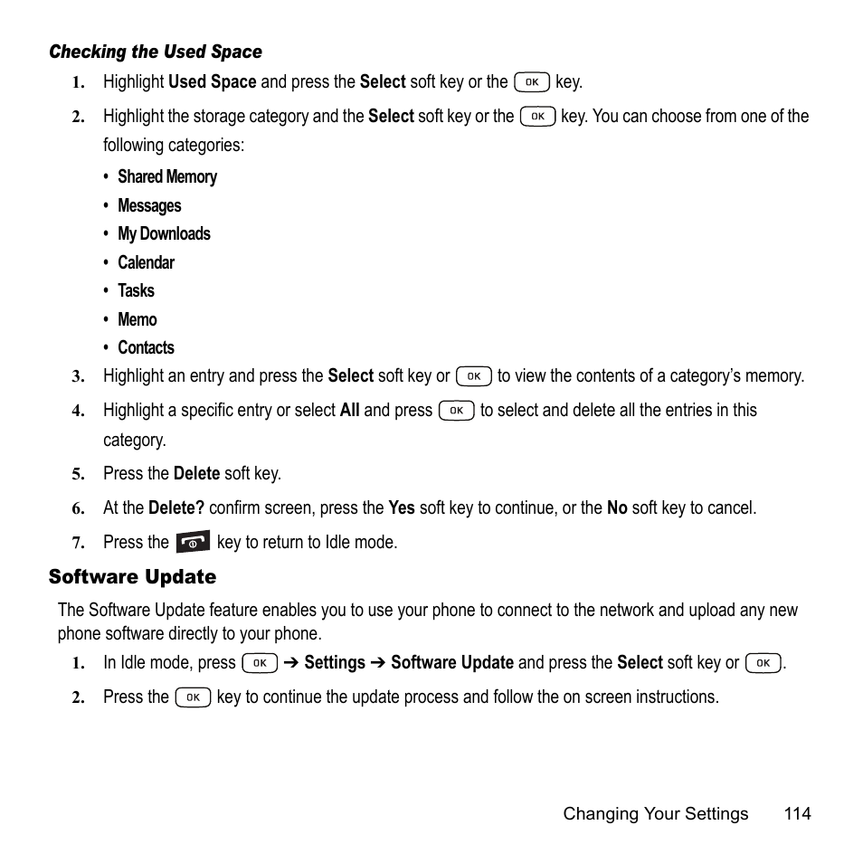 Software update | Samsung A847M User Manual | Page 121 / 140