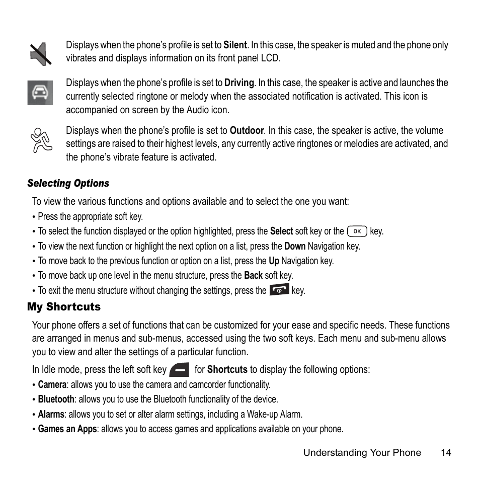 My shortcuts | Samsung A847M User Manual | Page 21 / 140