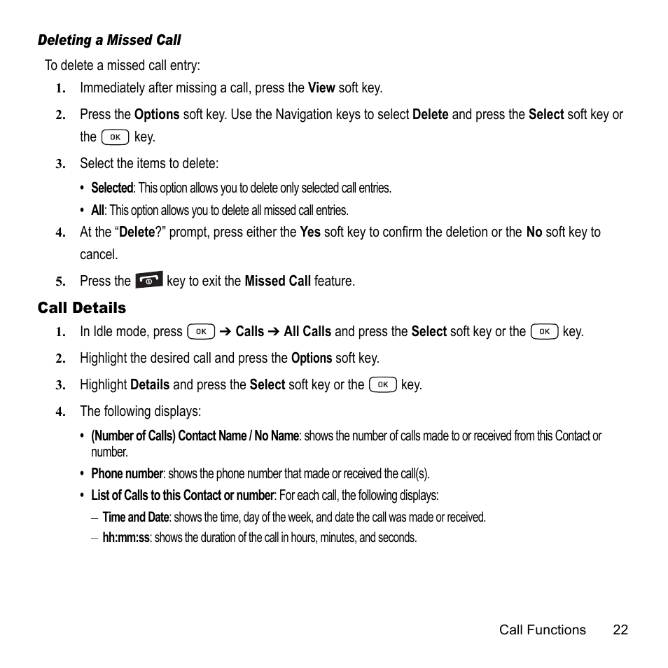 Call details | Samsung A847M User Manual | Page 29 / 140