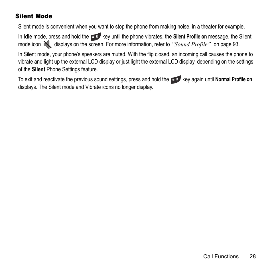Silent mode | Samsung A847M User Manual | Page 35 / 140