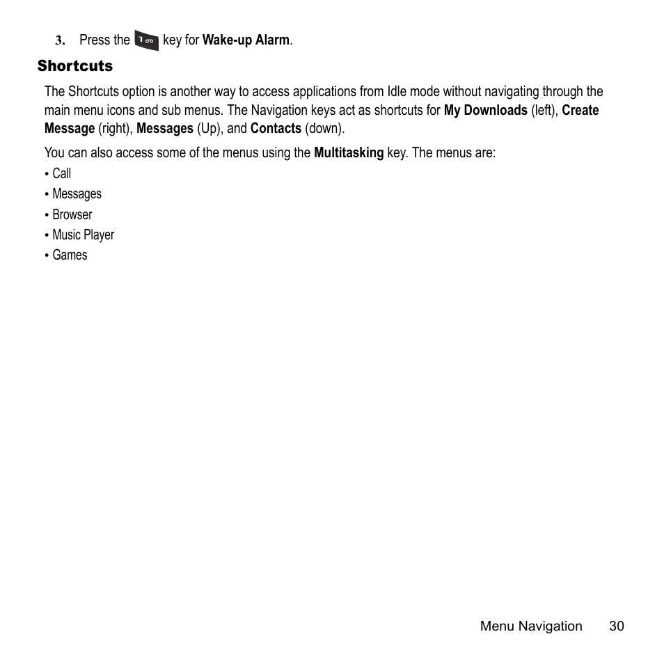 Shortcuts | Samsung A847M User Manual | Page 37 / 140