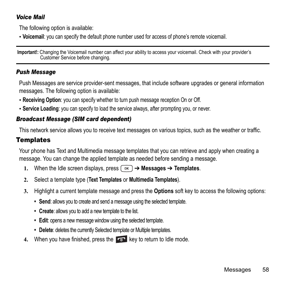 Templates | Samsung A847M User Manual | Page 65 / 140