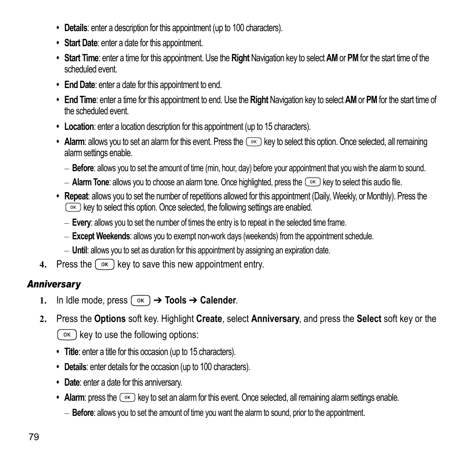 Samsung A847M User Manual | Page 86 / 140